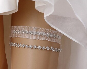 Diamond Rhinestone Bridal Garter Set, Rose Gold Rhinestone garter belt, Gold diamond wedding garter, toss garter set, 2 piece garter set