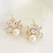 ADELIA // Pearl Diamond STUD Wedding Earrings, Diamond Bridal drop Earrings, CZ Earrings, stud wedding earrings, pearl earrings bridesmaid