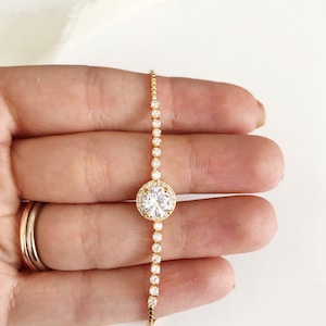 JOELLE // Round Adjustable Wedding Bracelet,Cubic Zirconia Bride bracelet,Bridal bracelet,Wedding Crystal bracelet, bridesmaid bracelet gift image 5