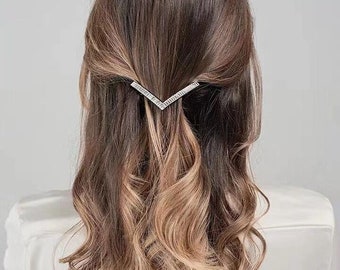 Crystal V Diamond Rhinestone Bridal Hairpin, Bride hair Comb, bride headpiece, Bridal hair clip, modern Hair Jewelry, boho bride accessories