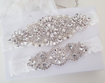 Diamond Rhinestone Bridal Garter Set, Rhinestone garter belt, diamond wedding garter, toss garter, garter set, 2 piece garter set