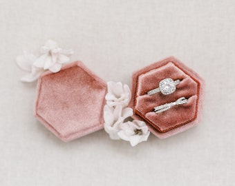 Rose Blush rosa Samt Ring Box, benutzerdefinierte Ring Box, Vorschlag Ring Box, Ring Träger Box, Verlobungsring Box, Ehering Box, Samt Ring Box