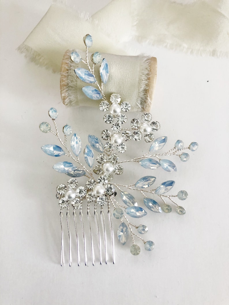 Crystal Diamond and opal Bridal Hairpin Bridal hair clip Bride hair Comb boho bride accessories bride headpiece Gold Hair Jewelry