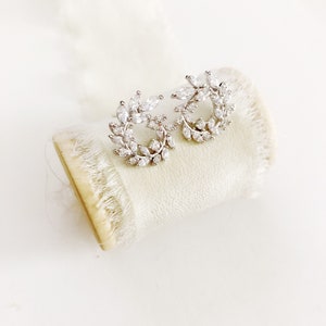 JILL // Silver Stud bridesmaid Wedding Earrings, silver Cubic Zirconia Bride Earrings, CZ bridesmaid earrings, modern simple bride jewelry Silver Plated
