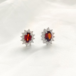 Ruby Vintage Diamond Stud Wedding Earrings Red Diamond Bridal Stud Earrings Red Stud wedding earrings bridal stud bridesmaid earrings / ISLA