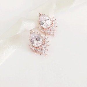 Sale PRISCILLA Stud // Diamond Wedding Earrings, Diamond Bridal Stud Earrings, Statement Stud CZ Earrings,wedding earrings bridal jewelry