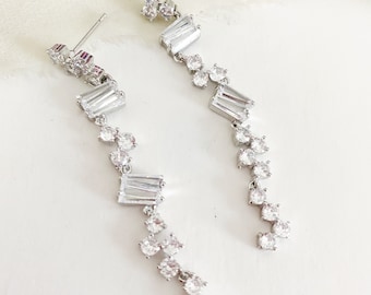 Crystal Earrings Bridal Earrings Drop Wedding Earrings Bridal Jewelry set Bridesmaids Earrings Crystal Drop Earrings - JADA
