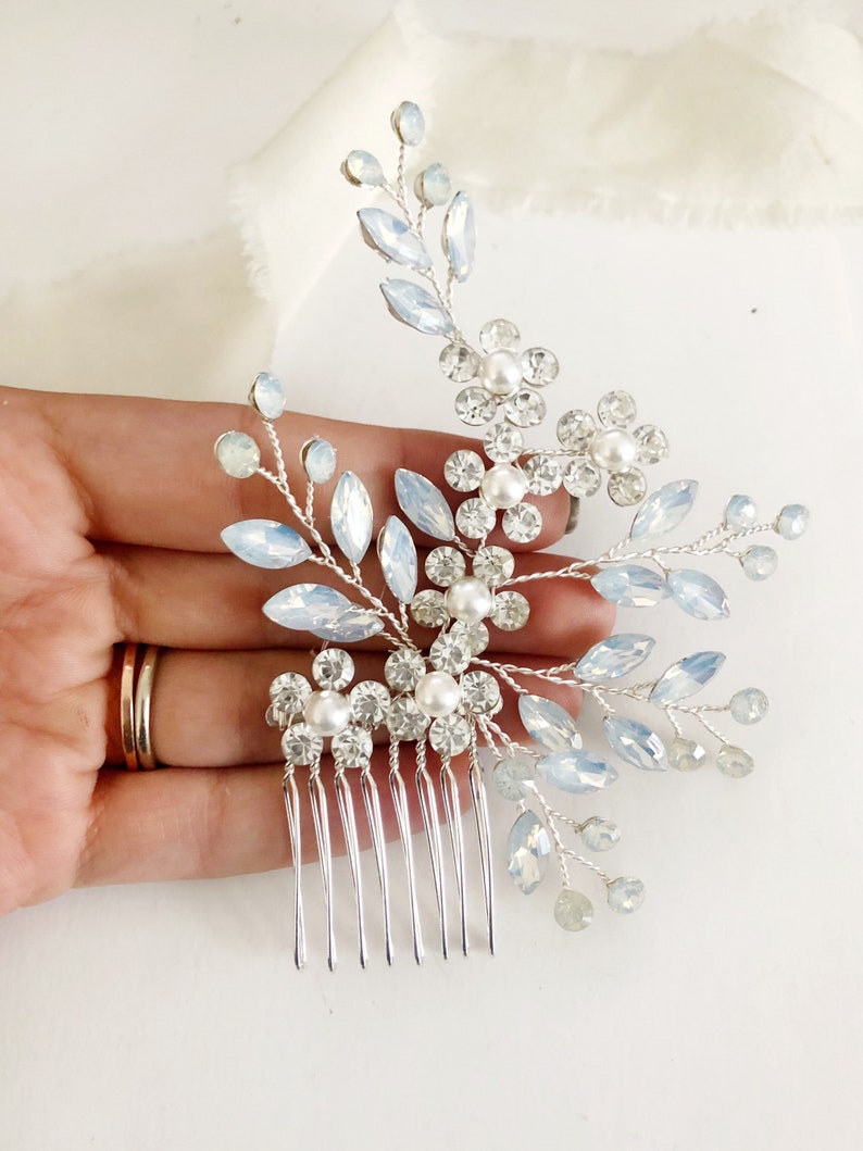 Crystal Diamond and opal Bridal Hairpin Bridal hair clip Bride hair Comb boho bride accessories bride headpiece Gold Hair Jewelry