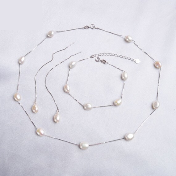 Freshwater pearl jewelry set hotsell