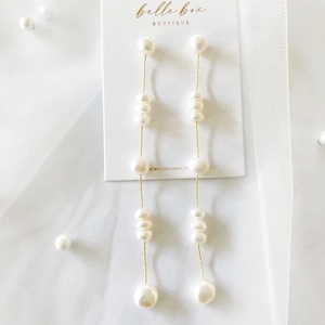 MARGOT // Fresh water Pearl Drop Wedding Earrings,real pearl Bridal Earrings, Long Drop Bridal wedding Earrings,natural pearl earrings
