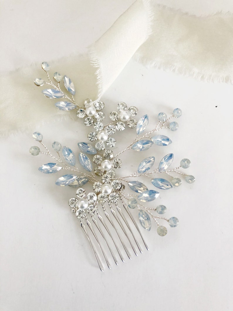 Crystal Diamond and opal Bridal Hairpin Bridal hair clip Bride hair Comb boho bride accessories bride headpiece Gold Hair Jewelry