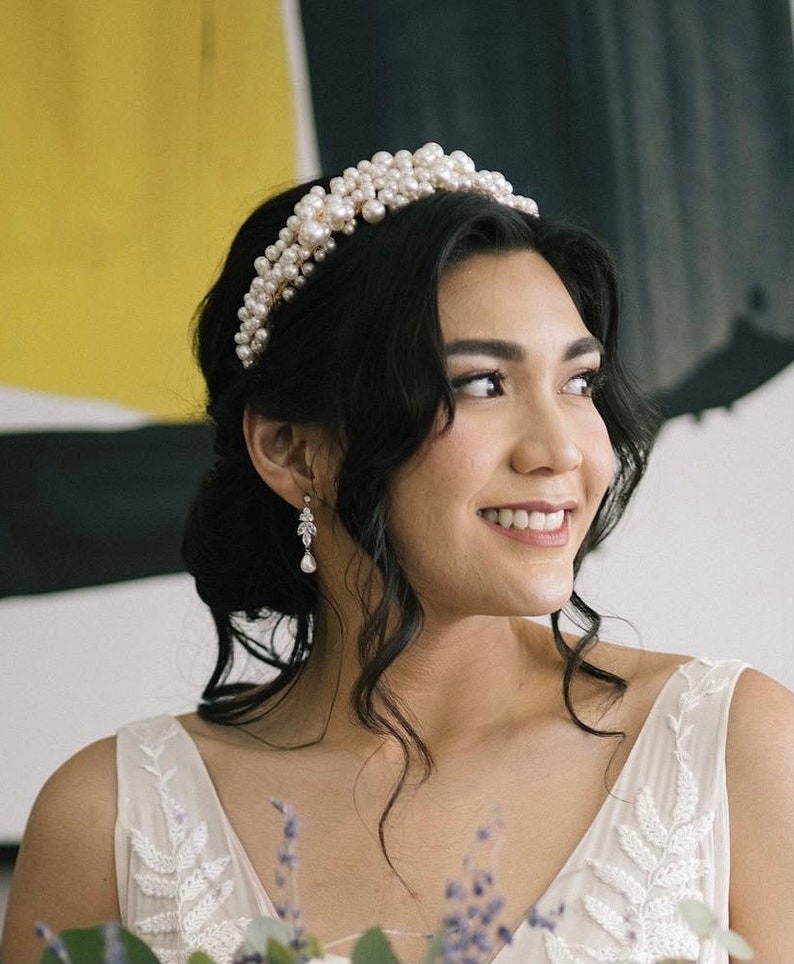 FIOLA // Pearl Bridal Headbandpearl Bride Hairbride