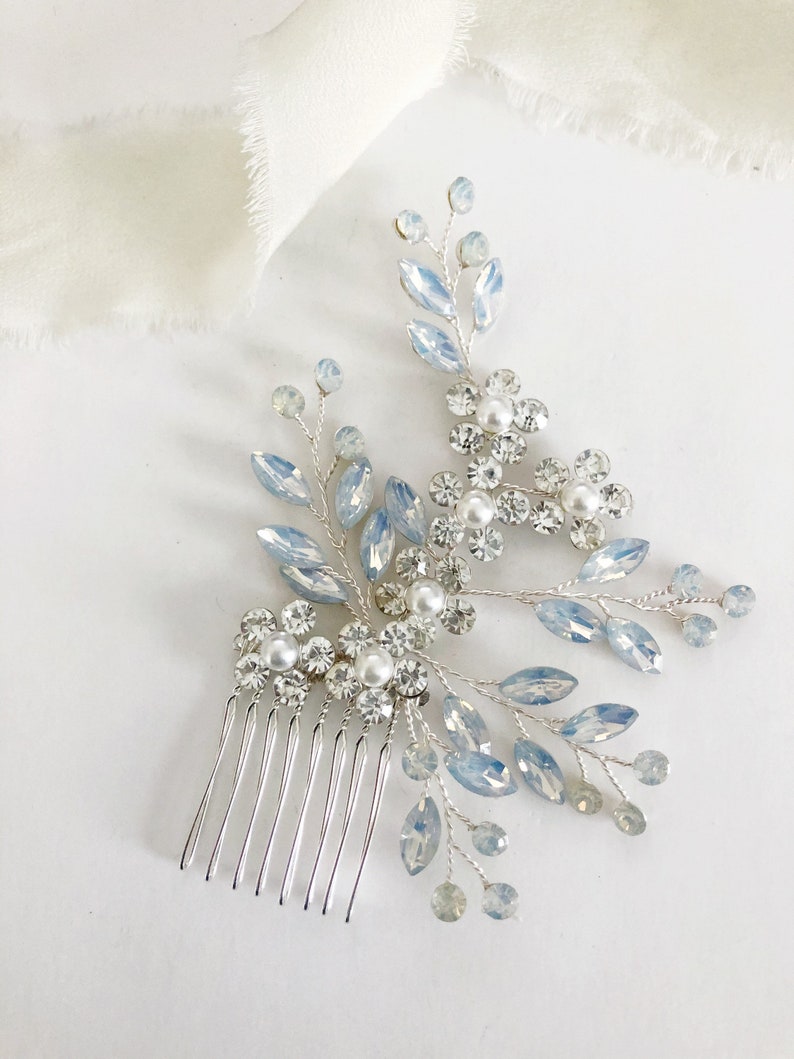 Crystal Diamond and opal Bridal Hairpin Bridal hair clip Bride hair Comb boho bride accessories bride headpiece Gold Hair Jewelry