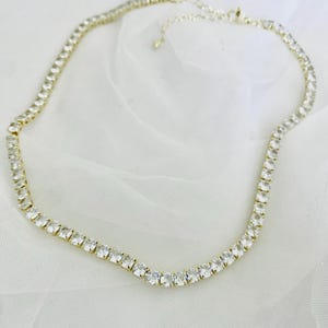 Trendy Tennis Diamond Necklace Dainty Diamond Necklace Diamond choker Necklace Wedding Necklace Bridesmaid Gifts christmas Gift For Her