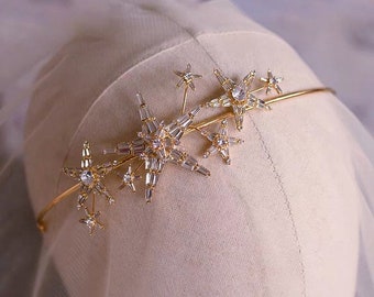 ORIA / / Star Bridal Headband, Star bruid haar, Bruid hoofdband, moderne bruid hoofddeksel, Bruid haar Sieraden, Star Kroon, Star hoofdband