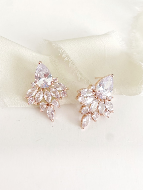 JONA Vintage Diamond Stud Wedding Earrings silver Diamond