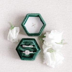 Emerald Green Velvet Ring Box, Custom Ring Box, Proposal Ring Box, Ring Bearer Box, Engagement Ring Box, Wedding Ring Box, Velvet Ring Box