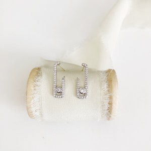 MALLY // Stud Wedding Earrings, Silver Diamond Bridal Earrings, Stud Earrings, silver wedding bridal earrings, silver bridesmaid earrings