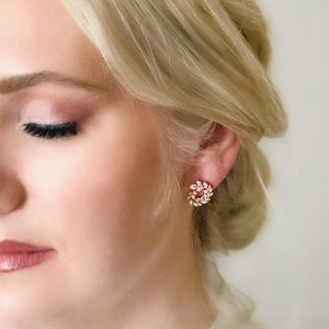 JILL // Silver Stud bridesmaid Wedding Earrings, silver Cubic Zirconia Bride Earrings, CZ bridesmaid earrings, modern simple bride jewelry Gold Plated