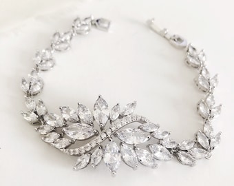 SICILLY // Diamond Wedding Bracelet, Cubic Zirconia Bride bracelet,Bridal bracelet,Wedding CZ bracelet, bride wedding jewelry