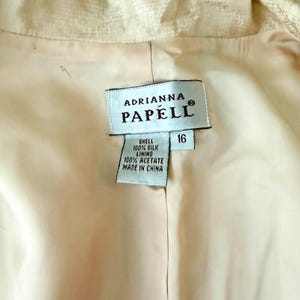 Vintage Shoulder-Padded Adrianna Papell Blazer cream Colored Size 16 image 9