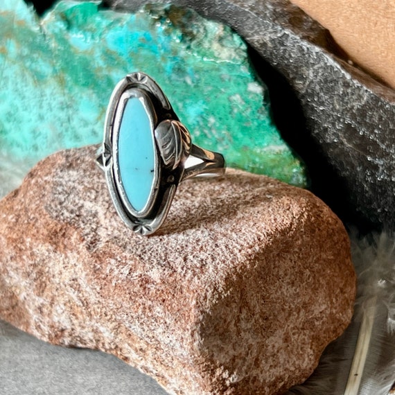 Turquoise Ring, Boho Ring, Silver Ring, Signed 92… - image 1