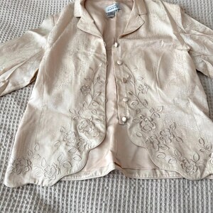 Vintage Shoulder-Padded Adrianna Papell Blazer cream Colored Size 16 image 8