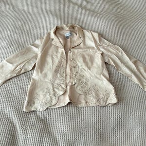 Vintage Shoulder-Padded Adrianna Papell Blazer cream Colored Size 16 image 6