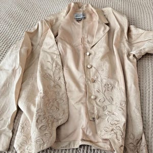 Vintage Shoulder-Padded Adrianna Papell Blazer cream Colored Size 16 image 1