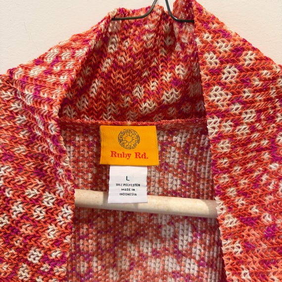 Vintage Large Ruby Rd. Red White Patterned Cardig… - image 5