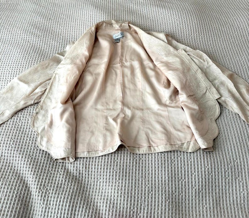 Vintage Shoulder-Padded Adrianna Papell Blazer cream Colored Size 16 image 7