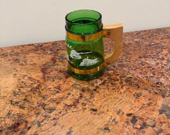 Vintage Washington D.C. Green Glass Souvenir Beer Stein