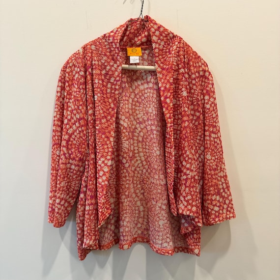 Vintage Large Ruby Rd. Red White Patterned Cardig… - image 3