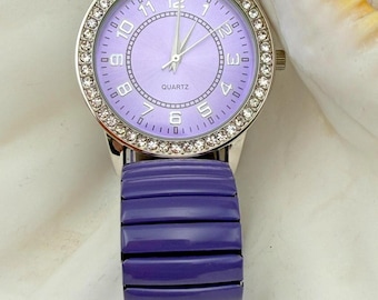 Vintage Avon Purple Stretch Band Quartz Watch