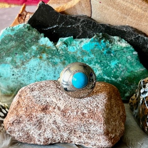 Turquoise Stamped 925 Ring, Vintage Jewelry, Art Deco, Perfect Gift
