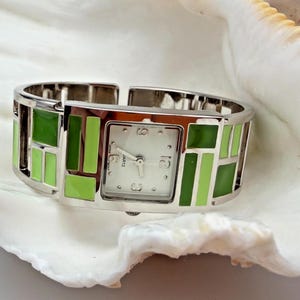 Vintage Avon Geometric Green Cuff Watch image 5