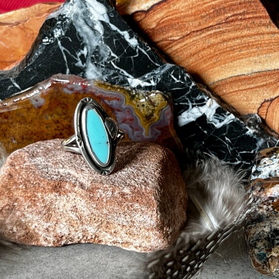 Turquoise Ring, Boho Ring, Silver Ring, Signed 92… - image 2