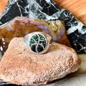 Crushed Inlay Navajo Ring, Turquoise Ring, Handmade Ring, Silver Turquoise Ring, Silver Ring, Rings for Women, Men Rings