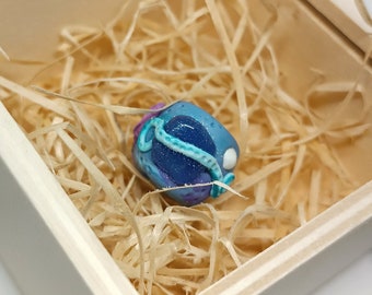 Bead "Sea dream" for dreads / Dreadbeads with real shells / Blue bead for dreadlocks / Fimo beads