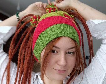 Bonnet Grinchmas for Dreads : bonnet de Noël en laine mélangée