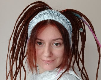 Dzianinowa opaska na głowę z dredami: mieszanka akrylu i bambusa