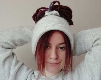 Bandeau dreadlocks en mélange de mohair - « Flocon de neige »