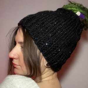Handgestrickte Pailletten Mütze: Galaxy Sparkle Dreadlock Hut