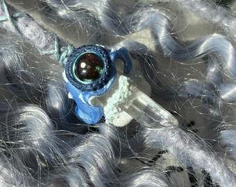 Perle dreadlock champignon : bijoux de cheveux en cristal de quartz clair