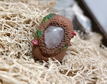 Mossy Forest Dread Bead: Rose Quartz Crystal, Handmade Dreadlock Jewelry