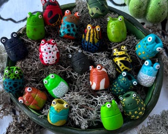 Collection de perles grenouille et crapaud – Charms dreadlocks faits main | Accessoires pour cheveux uniques en leur genre inspirés des amphibiens | Perles Fr3akyworld