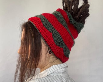 Jultomte-mössa för dreadlocks: Stickad vintermössa i akryl
