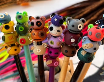 Perles dreadlocks ours vaudou : charms pour cheveux fabriqués à la main