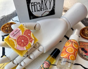 Kit d'entretien pour dreadlocks aux agrumes : pain de shampoing fait main, huile pour cuir chevelu et spray rafraîchissant