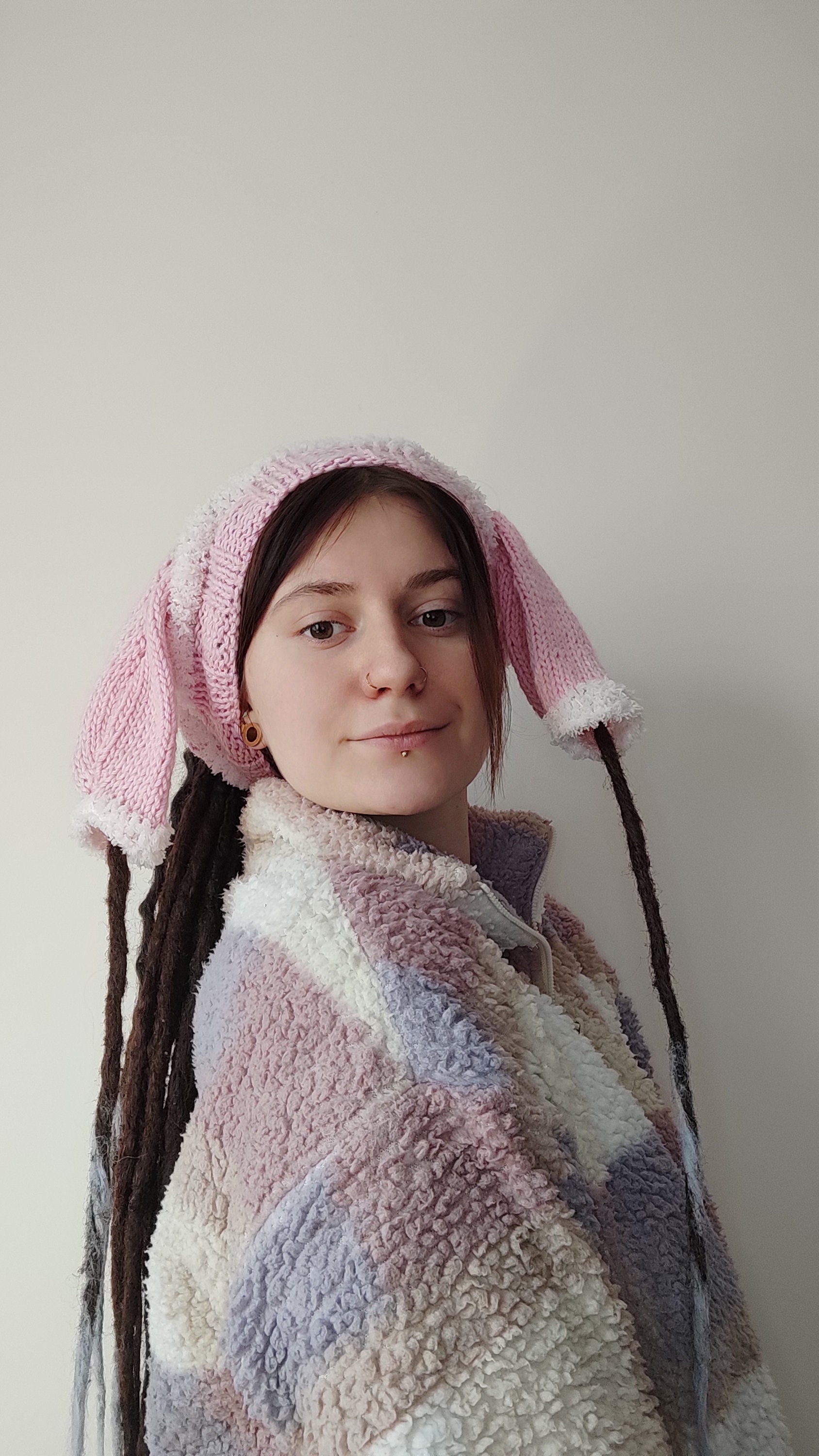 Pink Knit Beanie With Faux Fur Trim and Bunny Ears Pink Knit Beanie With Faux Fur Trim and Bunny | Mercari main image 3